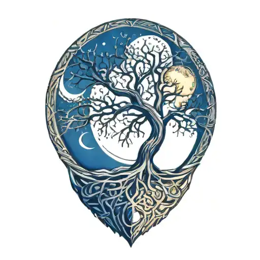 Tree Of Life And Sun And Moon