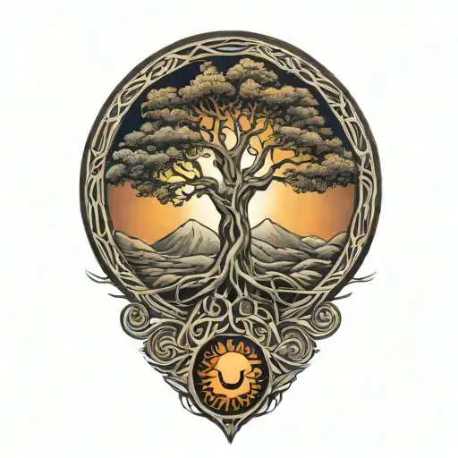 Tree Of Life And Sun And Moon