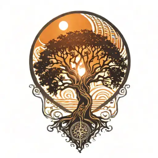 Tree Of Life And Sun And Moon