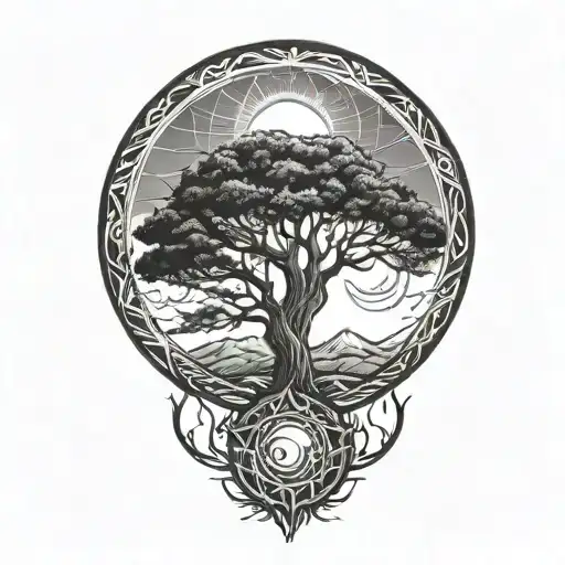Tree Of Life And Sun And Moon