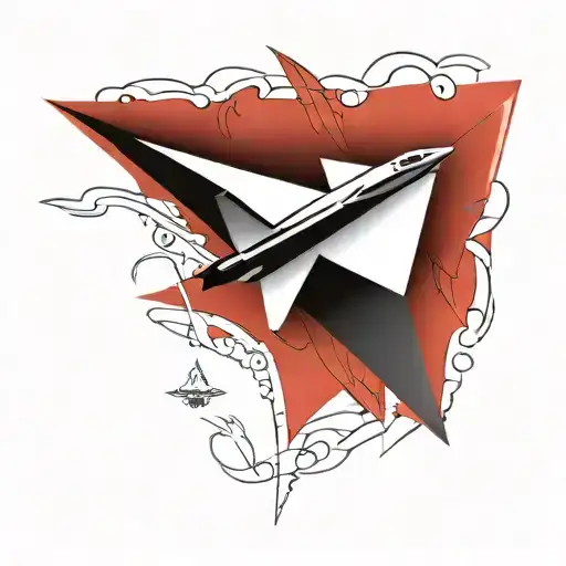 Paper Airplane With Fighter Jet Shadow