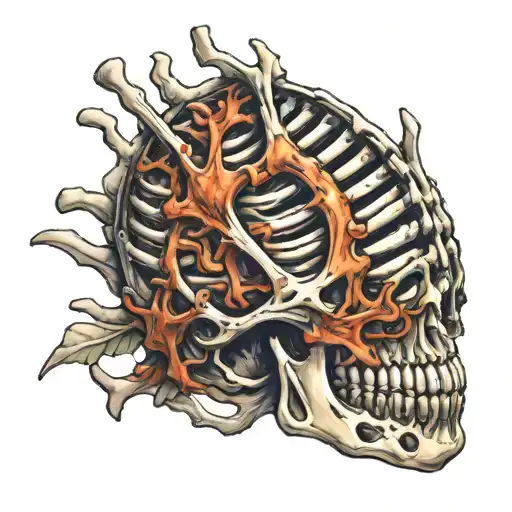 Rib Cage Tattoo Featuring