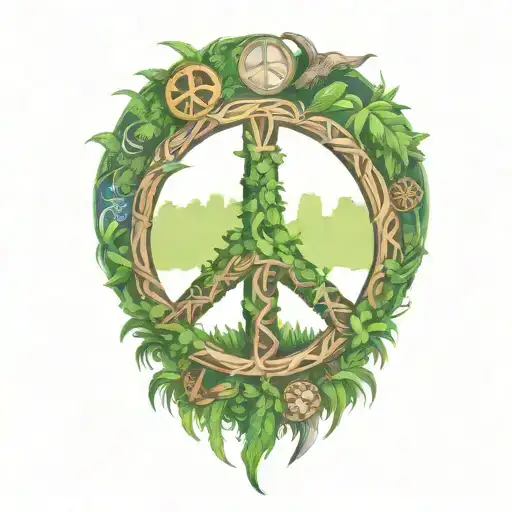 Peace Sign Intertwined With Amazon Jungle Scene