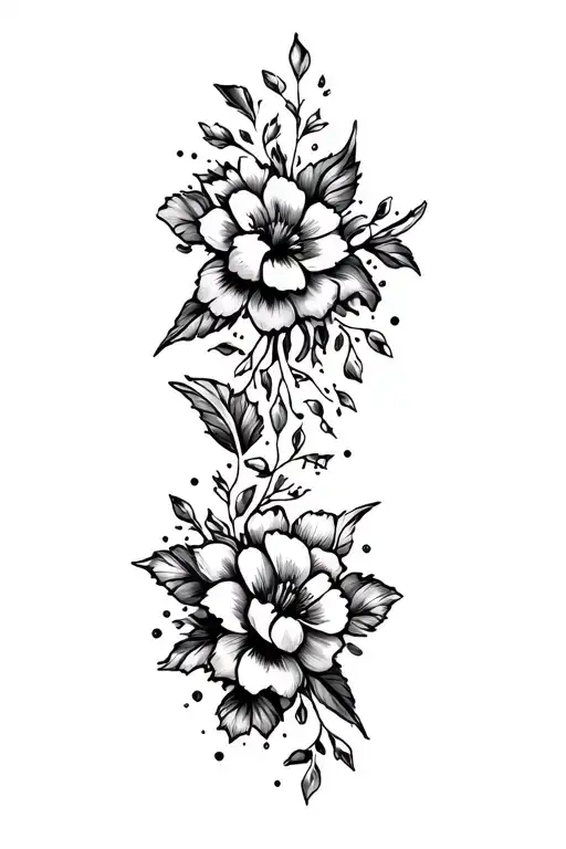 Blackout Filled With Negative Space Sparkles And American Traditional Flowers