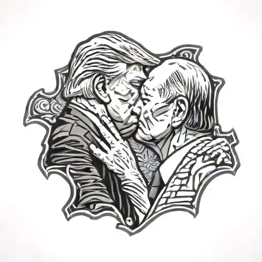 Donald Trump Kissing Vladimir Putin