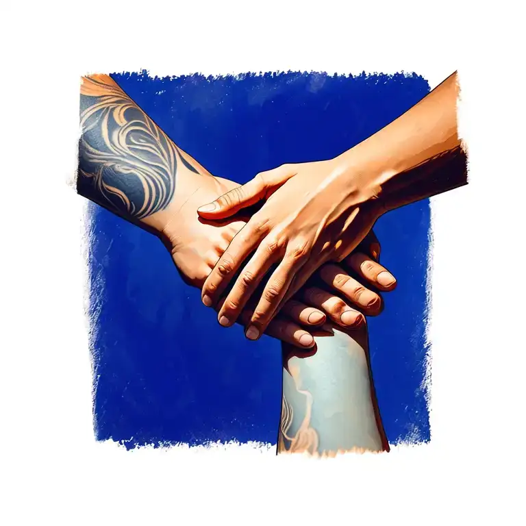 Brown And White Hands Holding Each Other