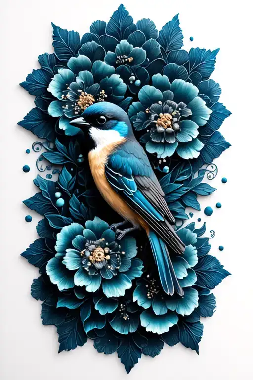 Floral Lace With Chickadee