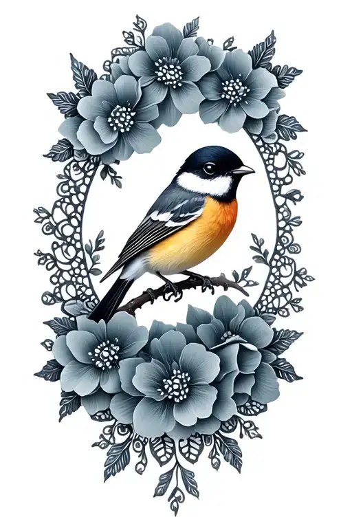 Floral Lace With Chickadees