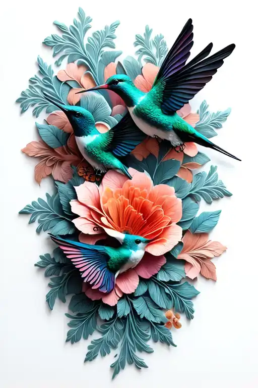 Floral Lace With Hummingbirds