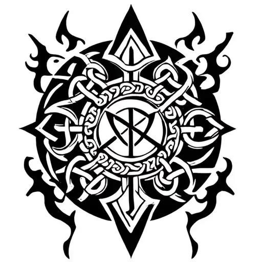 Celtic Circle With Male Celtic Rune Symble In The Center