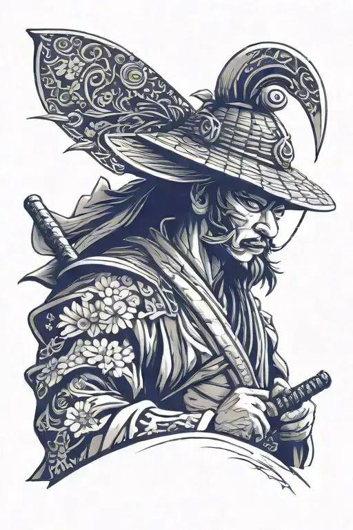 Samurai With A Kimono And A Hat