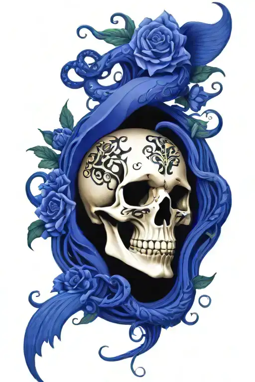 Reaper Kissing His Medusa Surrounded By Snakes And Flowers