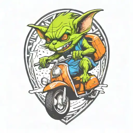 Gremlin Riding A Scooter