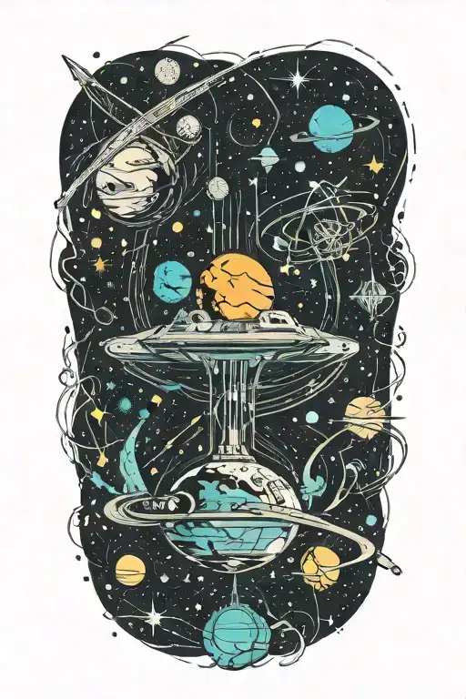 Voyager Traveling Through Planets Stars And Nebulas