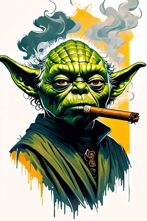 Yoda Smoking A Cigar Smoke