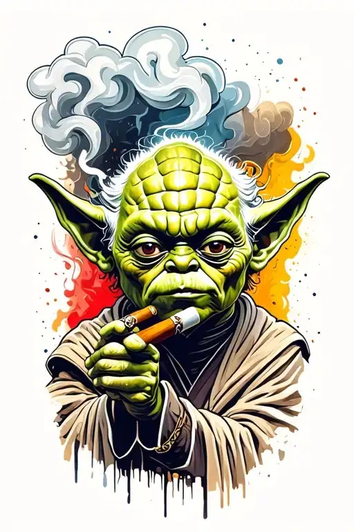 Yoda Smoking A Cigar Smoke