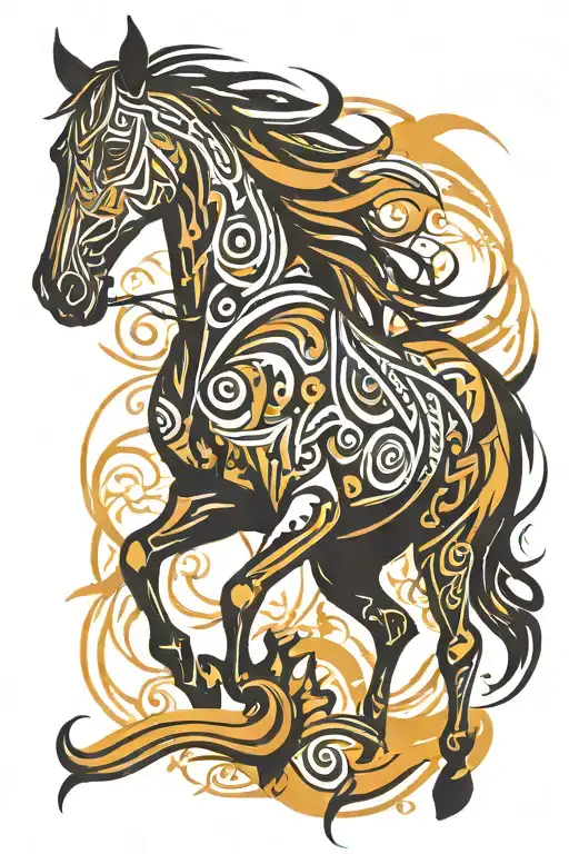 Front Face Horse Tribal Sunrise Integrated