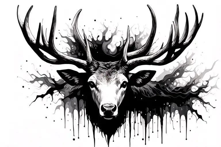 Elk Head With Antlers Black