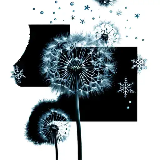 Dandelion Turning Into Snowflakes Falling
