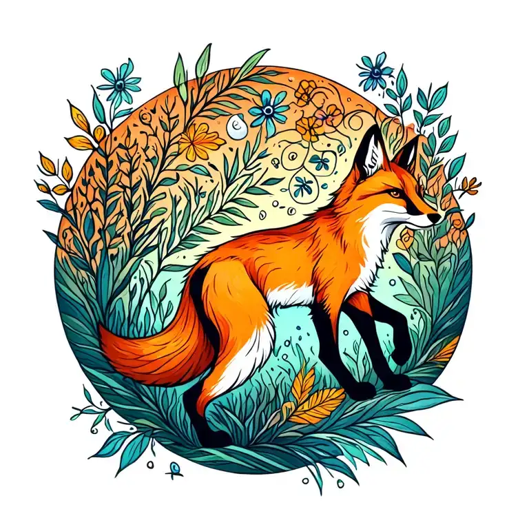 Walking Fox In Summer