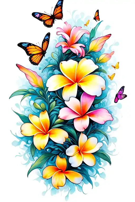 Plumerias Scattering Into Butterflies Flying Away