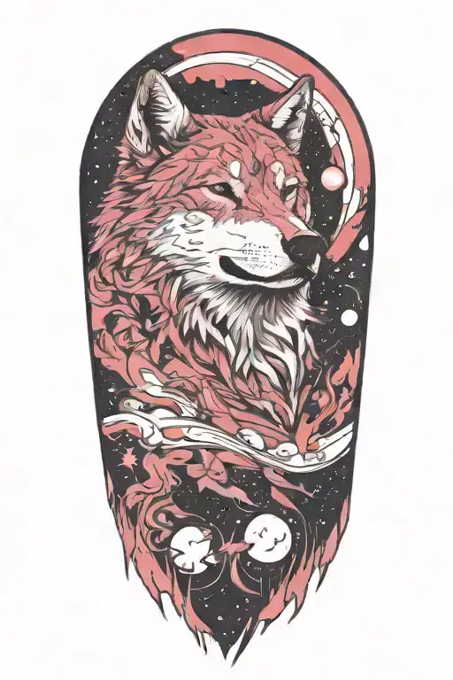 Howling Wolf With Space Theme