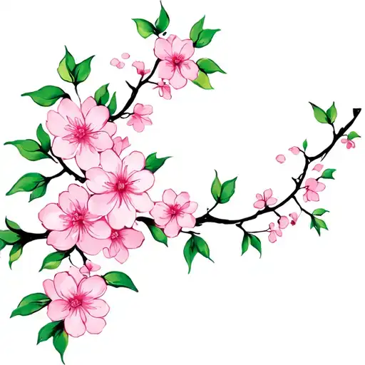A Vine Of Sakura With A Curve