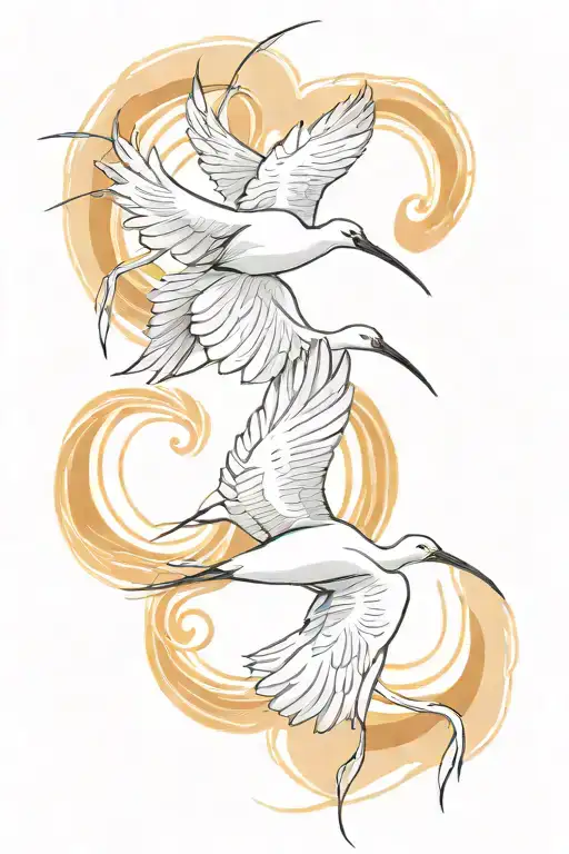 Ibis Birds Flying Towards Different Directions