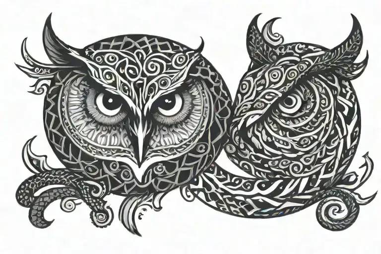 Moon Owl Coiled Snake