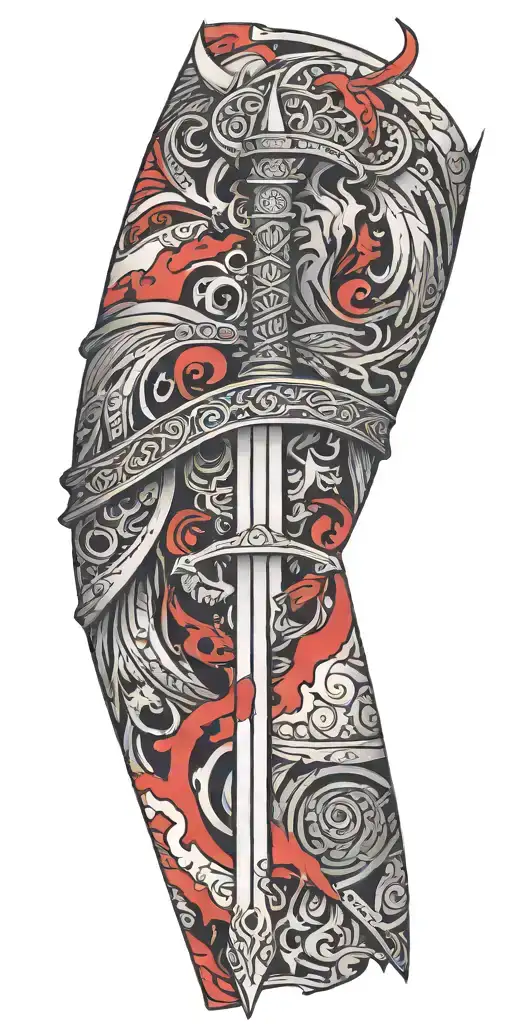 Viking Women Bloody Sword Cuff Tattoo Wraps