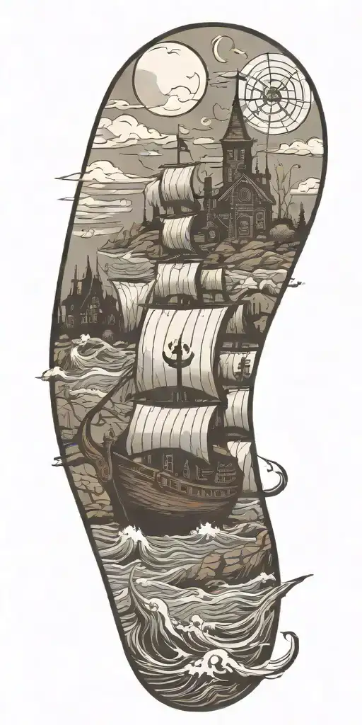 Cemetary Haunted House Viking Ship