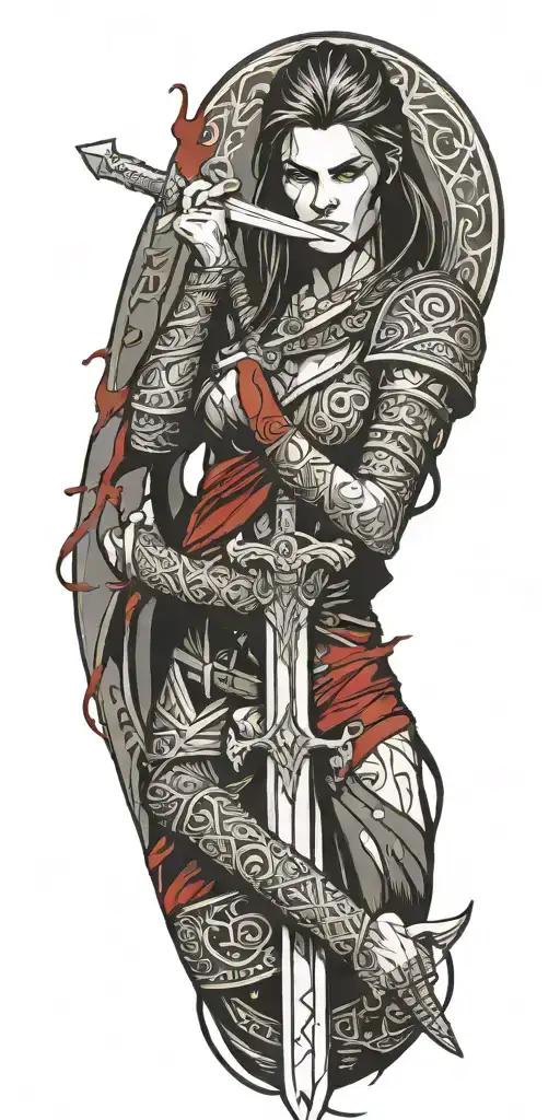 Viking Woman Bloody Sword Cuff