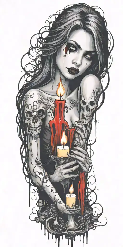 Multiple Vampire Blood Women Candle Burning Cemetary
