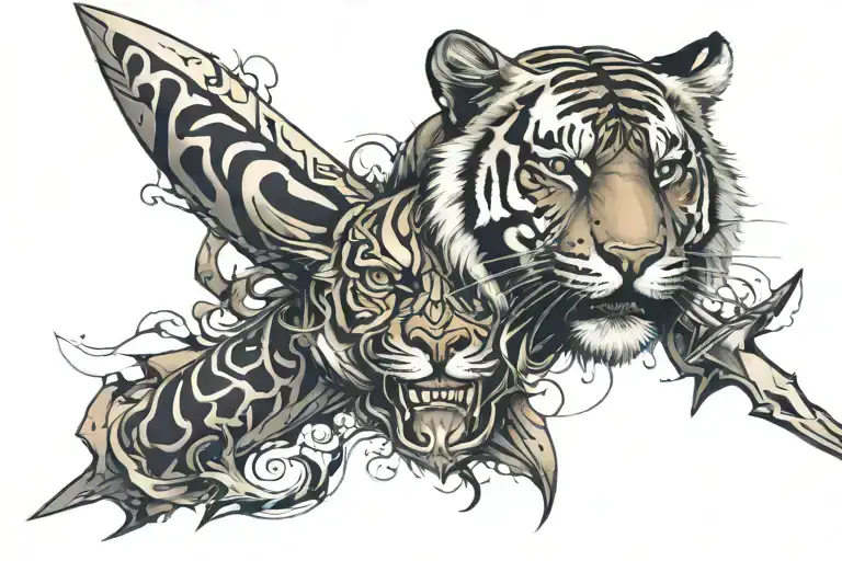 A Dagger Going Into A Tigers Head
