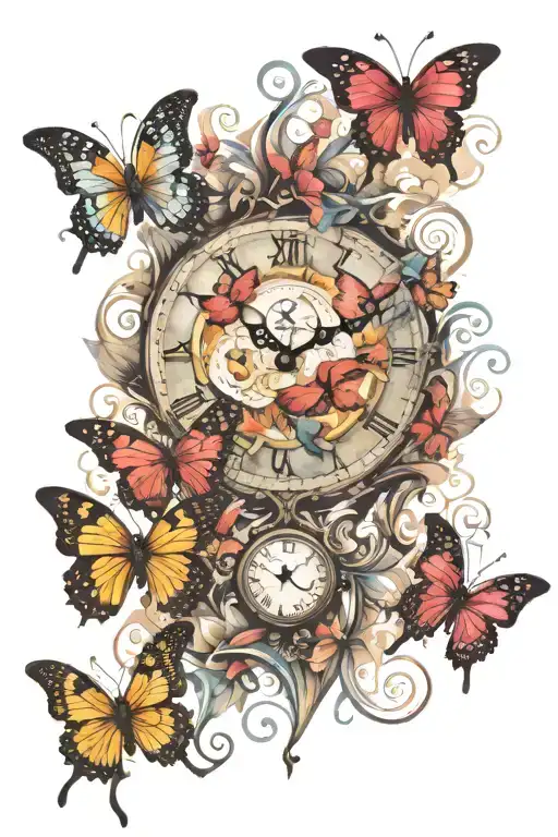 Heart Shaped Clock With Butterflies