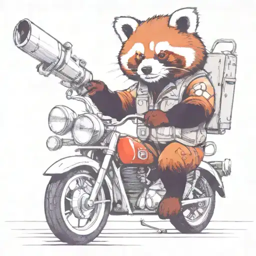 A Red Panda Wearing A Mechanic's Outfit Working On A Vintage Car