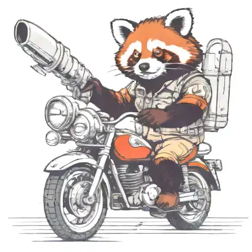 A Red Panda Wearing A Mechanic's Outfit Working On A Vintage Car