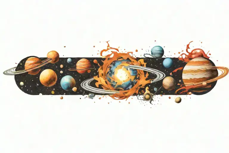 Space Surrounded By Planets Being Destroyed