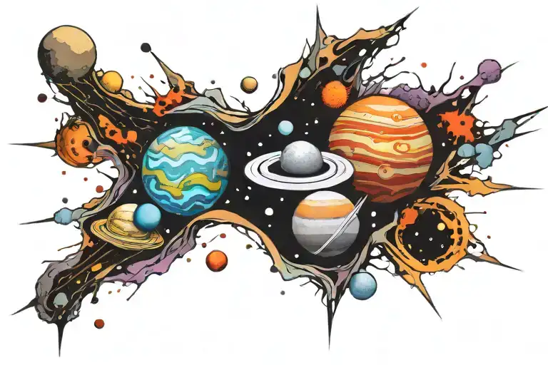 Space Surrounded By Planets Being Destroyed