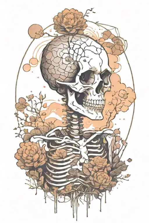 A Serene Nature Scene With A Hidden Cosmic Female Skeleton As Part Of The Landscape