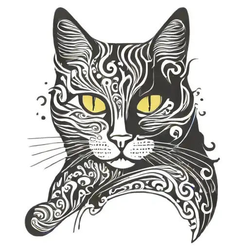 Cat In Semi Colon Shape