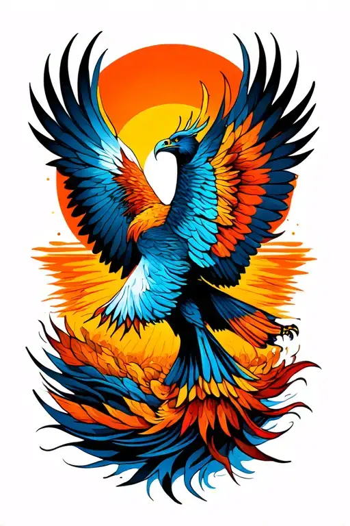 Sun Rising Phoenix Bird Flying Eagle