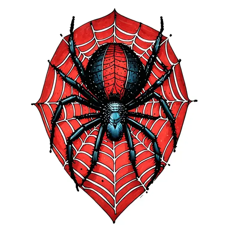 Spiderweb And Blackwidow Spider Weaving A Web