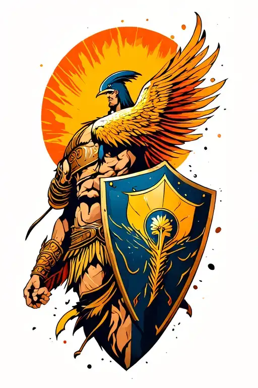 Spartan Holding A Phoenix Shield In His Handi Want A