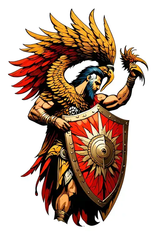Spartan Holding A Phoenix Shield In His Handi Want A