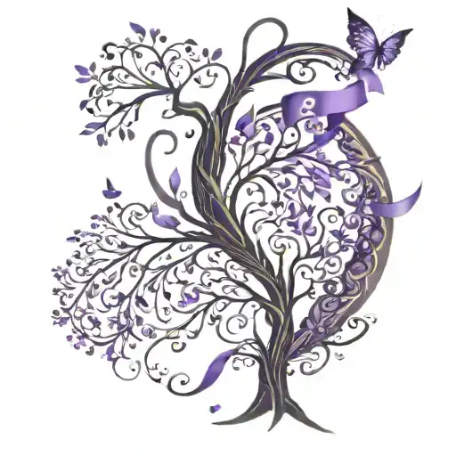 Tree Of Life And Purple Ribbon
