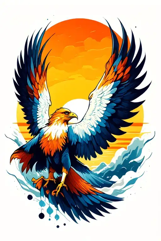 Sun Rising Phoenix Bird Flying Eagle Wings