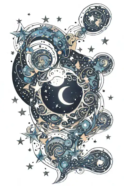 Moon Surrounded By Stars