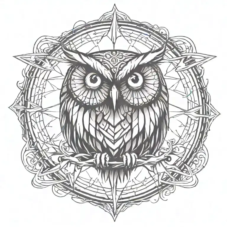 Ominous Spooky Moon Owl