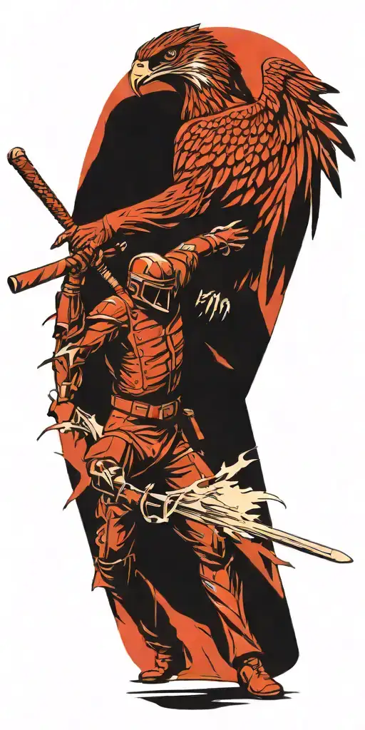 Falcon Fighting A Giant Solider Holding A Baseball Bat